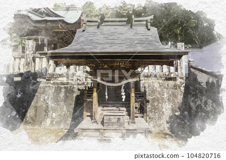 Watercolor-style Wake Shrine, Daijingu, Wake Town, Okayama Prefecture 104820716
