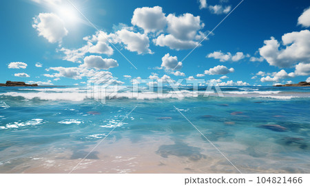 Midsummer tropical beach and blue sky, vacation, travel, resort 104821466