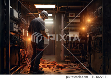 Electrician at work. Electrician at work. 104822110