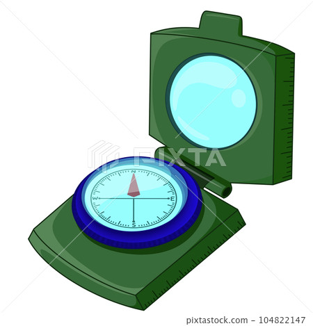 Illustration of green compass hiking painting for design 104822147
