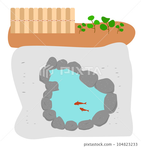 魚在石頭包圍的池塘里游泳的插圖 魚在石頭包圍的池塘里游泳的插圖 104823233
