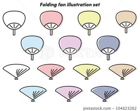 Colorful fan and fan illustration set 104823262