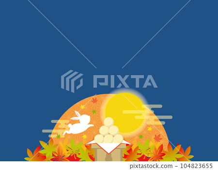 Moon Viewing Frame with Autumn Leaves and Rabbits Moon Viewing Dango 104823655
