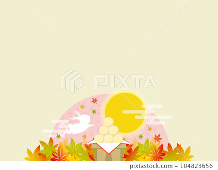 Moon Viewing Frame with Autumn Leaves and Rabbits Moon Viewing Dango 104823656