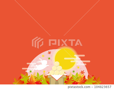 Moon Viewing Frame with Autumn Leaves and Rabbits Moon Viewing Dango Moon Viewing Frame with Autumn Leaves and Rabbits Moon Viewing Dango 104823657