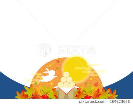 Moon Viewing Frame with Autumn Leaves and Rabbits Moon Viewing Dango Moon Viewing Frame with Autumn Leaves and Rabbits Moon Viewing Dango 104823658