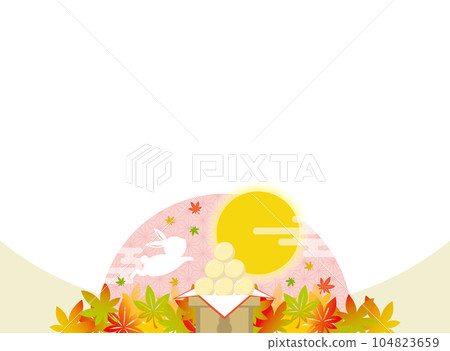 Moon Viewing Frame with Autumn Leaves and Rabbits Moon Viewing Dango Moon Viewing Frame with Autumn Leaves and Rabbits Moon Viewing Dango 104823659