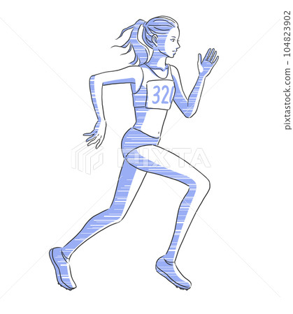 Running woman's whole body illustration material 104823902