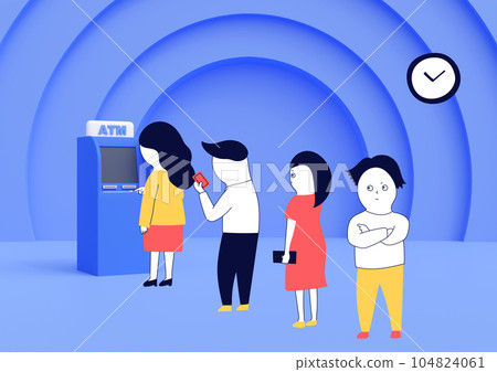 混合2D 3D|銀行ATM機前排隊的人們 混合2D 3D|銀行ATM機前排隊的人們 104824061