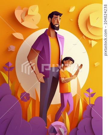 Minimalistic Love for Dad 3D Paper Cut Craft Illustration for a Heartfelt Father Day Greeting Minimalistic Love for Dad 3D Paper Cut Craft Illustration for a Heartfelt Father Day Greeting 104824238