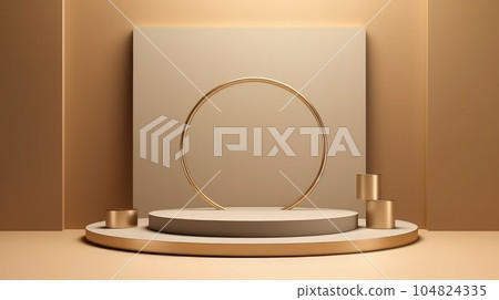 Realistic composition with geometrical shapes on a beige background. Realistic composition with geometrical shapes on a beige background. 104824335