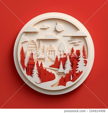 Cutting through Canada Day Minimalistic Paper Craft Illustration in 3D Style. Cutting through Canada Day Minimalistic Paper Craft Illustration in 3D Style. 104824406