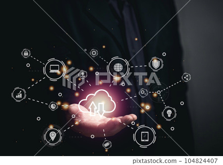 Cloud computing and big data storage concept. network security. corporate data storage. business, document data, finance, banking, education, industry, stock. 104824407