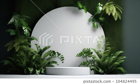 Abstract 3D background, Realistic cream beige cylinder pedestal podium. 104824495