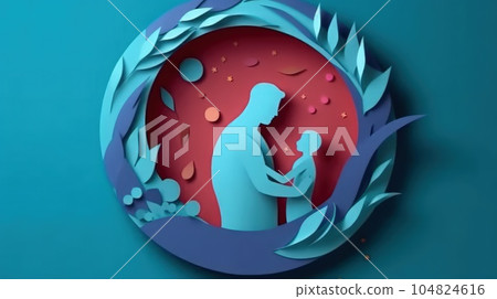 Dad Day in Paper: Minimalistic Paper Cut Craft Illustration for a Joyful Celebration. 104824616