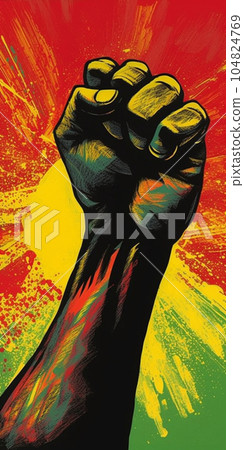 Juneteenth, also known as Freedom or Black Independence Day, hand clenched into a fist. Generative AI 104824769