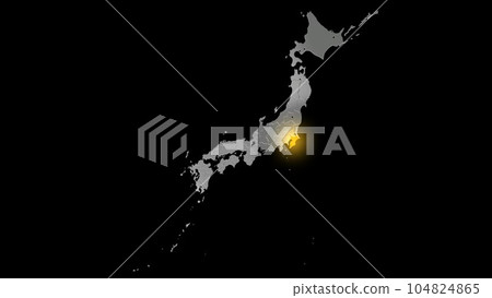 千葉縣在平衡投影中看到的金屬日本列島中閃耀著金色光芒 千葉縣在平衡投影中看到的金屬日本列島中閃耀著金色光芒 104824865