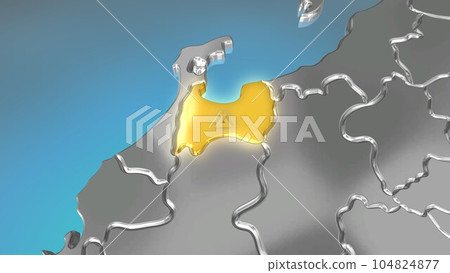 透視投影下的金屬日本列島,富山縣閃耀著金色光芒 透視投影下的金屬日本列島,富山縣閃耀著金色光芒 104824877