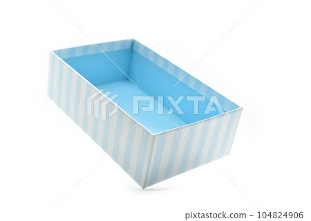 beautiful blue paper box on white background, package for design 104824906