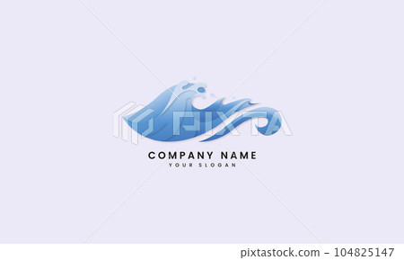 Ocean wave water, blue logo element sea 104825147