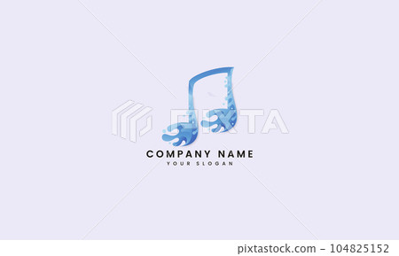 simple blue wave note logo design 104825152