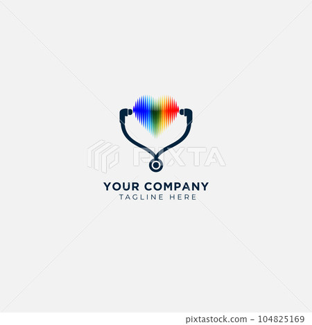 wave heart stethoscope medical logo 104825169