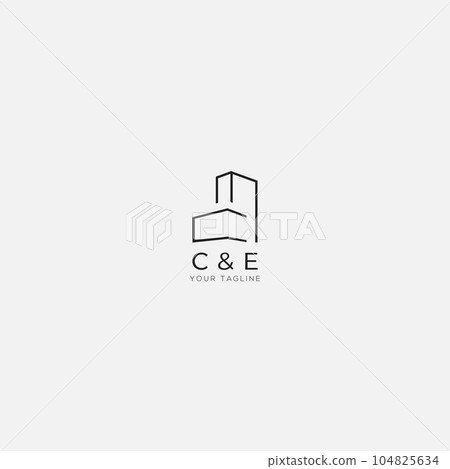 abstract building letter C and E logo abstract building letter C and E logo 104825634