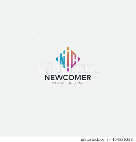 Square rainbow NC equalizer wave music logo modern Square rainbow NC equalizer wave music logo modern 104826328