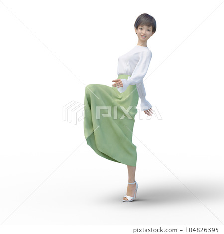 長裙燙髮的少婦3DCG插畫素材 長裙燙髮的少婦3DCG插畫素材 104826395