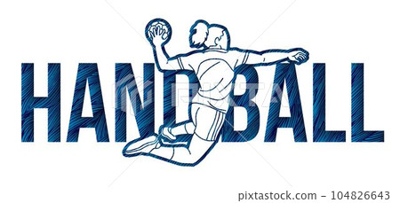Handball Sport Woman Player Action with Text Cartoon Graphic Vector Handball Sport Woman Player Action with Text Cartoon Graphic Vector 104826643