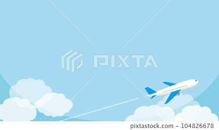 Airplane, clouds and blue sky background illustration banner background/advertising background 104826678