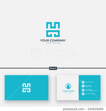 blue line art modern letter M H logo design blue line art modern letter M H logo design 104826806