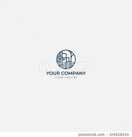 minimalist line art lake and property minimalist line art lake and property 104826810