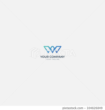 initial letter W logo minimalist and eagle wings logo 104826849