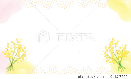 Mimosa watercolor frame 16:9 104827321