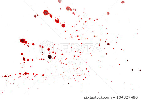 Blood splatters. Red blots of watercolor Realistic bloody splatters for Halloween Drop of blood concept. 104827486