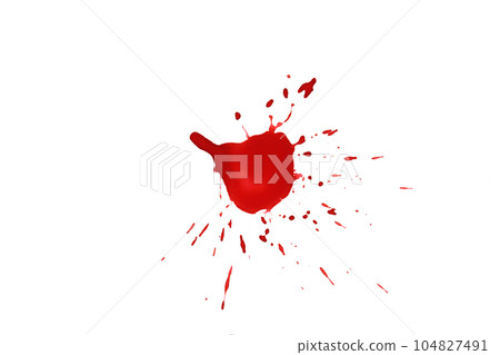 Blood splatters. Red blots of watercolor Realistic bloody splatters for Halloween Drop of blood concept. 104827491