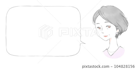 左側的語音氣泡：一名婦女的插圖 104828156