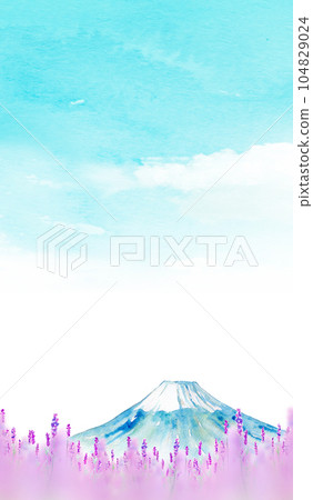 富士山和薰衣草田背景素材 104829024
