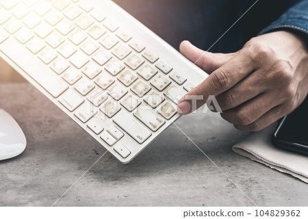 dirty computer keyboard 104829362