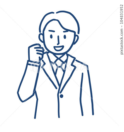 Guts pose illustration of a man wearing a suit 104831952