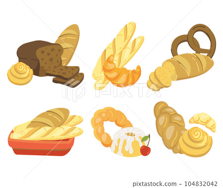 bakery products set of vector images 104832042