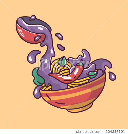 spicy asian food red chili sauce cartoon style spicy asian food red chili sauce cartoon style 104832101