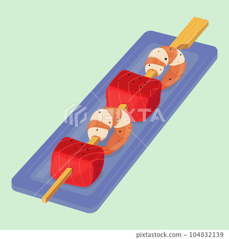 grilled tuna and shrimps on a sweker 104832139