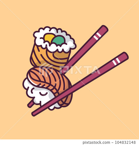 asian food sushi and chopsticks cartoon style asian food sushi and chopsticks cartoon style 104832148