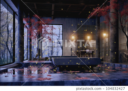 Fantastic hot spring where fireflies fly Fantastic hot spring where fireflies fly 104832427