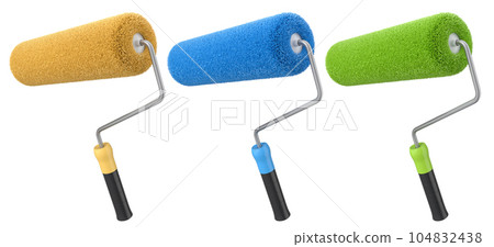 Set of paint roller for painting walls and renovating apartment on white 104832438