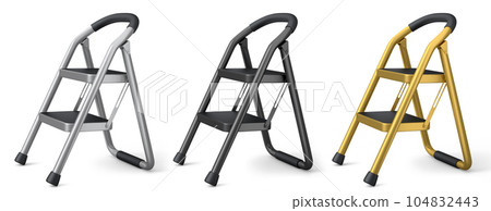 Set of ladders with steps for garden and repair work on white background. Set of ladders with steps for garden and repair work on white background. 104832443