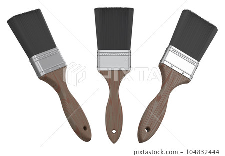 Set of paint bristle brushes for repair work and construction on white. Set of paint bristle brushes for repair work and construction on white. 104832444