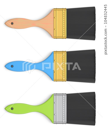 Set of paint bristle brushes for repair work and construction on white. Set of paint bristle brushes for repair work and construction on white. 104832445